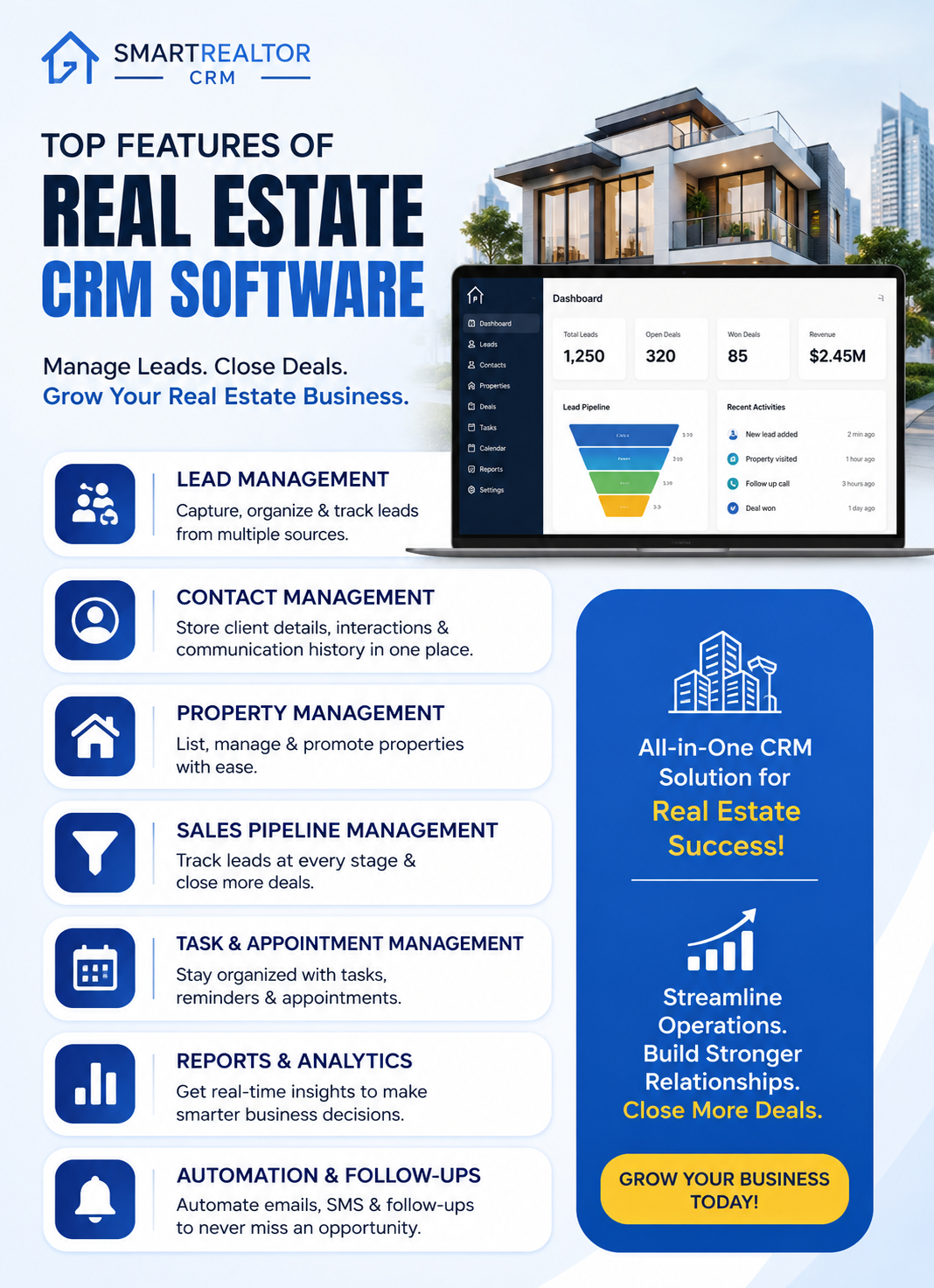 top features of real estate company crm software